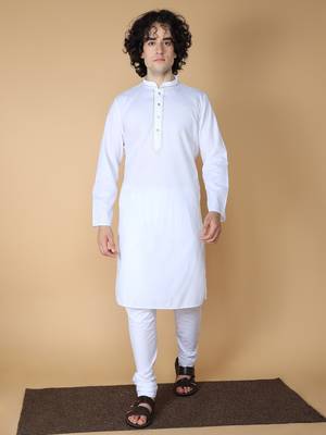 MAAHI FABS Green plain blended cotton kurta pajama 1