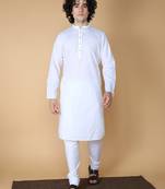 MAAHI FABS Green plain blended cotton kurta pajama