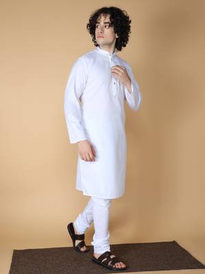 MAAHI FABS Green plain blended cotton kurta pajama 3