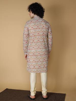MAAHI FABS Beige printed rayon kurta pajama 2