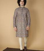 MAAHI FABS Blue printed rayon kurta pajama
