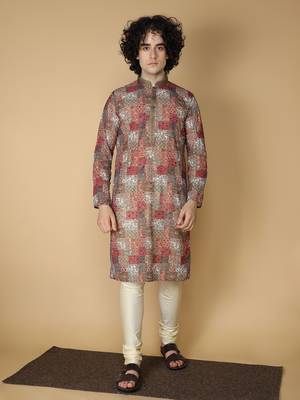 MAAHI FABS Brown printed rayon kurta pajama 1