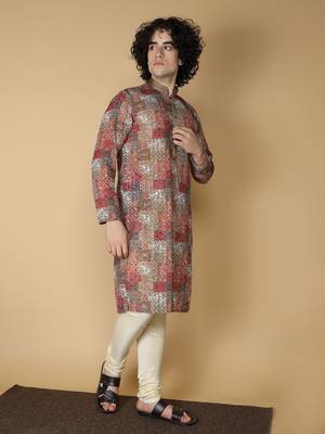 MAAHI FABS Brown printed rayon kurta pajama 3