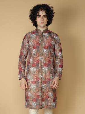 MAAHI FABS Brown printed rayon kurta pajama 4