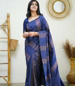  Light Blue  Woven Art Silk Saree With Blouse