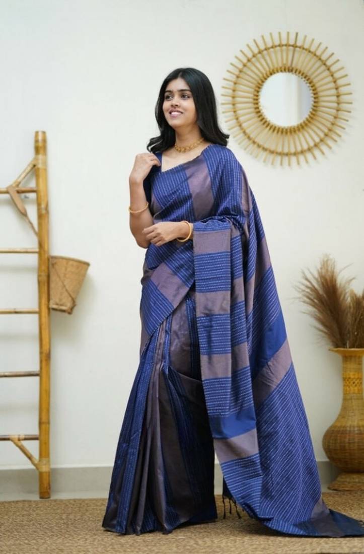  Light Blue  Woven Art Silk Saree With Blouse