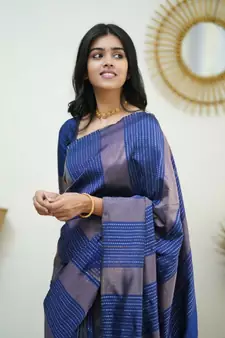  Light Blue  Woven Art Silk Saree With Blouse