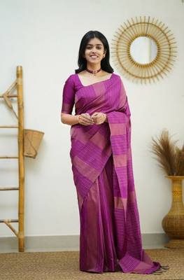  Pink Woven Art Silk Saree With Blouse 1