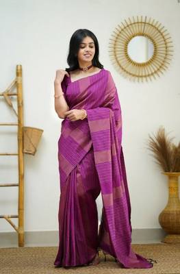  Pink Woven Art Silk Saree With Blouse 2
