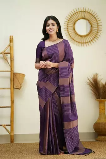  Purple Woven Art Silk Saree With Blouse