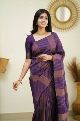  Purple Woven Art Silk Saree With Blouse 2