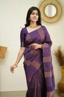  Purple Woven Art Silk Saree With Blouse