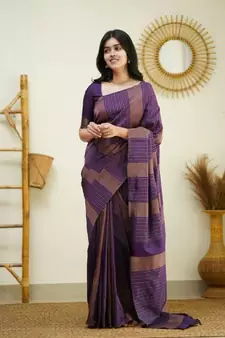  Purple Woven Art Silk Saree With Blouse