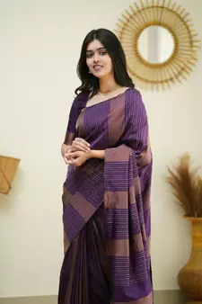  Purple Woven Art Silk Saree With Blouse