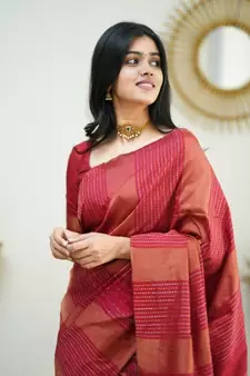  Red Woven Art Silk Saree With Blouse