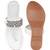 GlamZkart Women White Color White Stone Work Flats Sandal