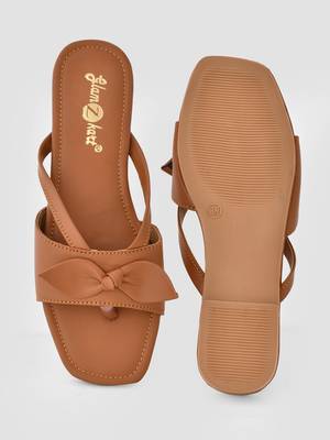 GlamZkart Women Tan Color Butterfly Knote Flats Sandal 7