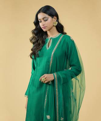 Emerald Zardozi Hand Embroidered Kurta Set 4