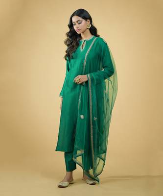 Emerald Zardozi Hand Embroidered Kurta Set 5