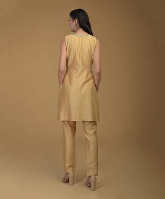 Nude Gold Zardozi Hand Embroidered Suit 4