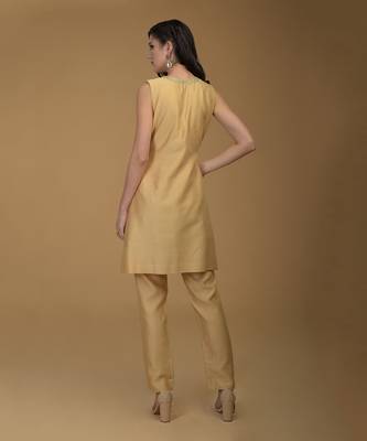 Nude Gold Zardozi Hand Embroidered Suit 5