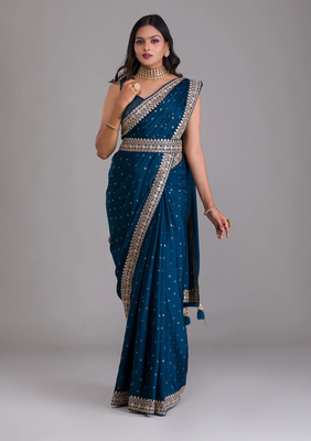 Morepeach Colour Chinnon Silk Saree With Foil Print WITH UN-STITCHED BLOUSE 3