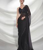 Girlish Black Solid Partywear Saree