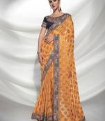 Girlish Mustard Fancy Woven With Embroidery Work Viscose c Saree