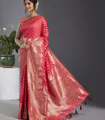 Gajri Colour Banarasi Silk Wevon Silver Jari Designer Saree