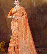 Orange Organza c Ethnic Woven Designer Saree