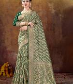 Green Organza c Ethnic Woven Designer Saree