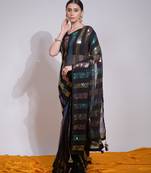 Black Georgette Sequins Work Saree With Party Looks