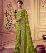 Beautiful Dola Silk With Self Zari & Heavy Border Work Saree