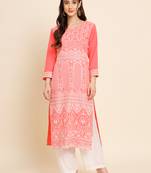 Gajri Colour Thread Embroidery Work Traditional Looks Kurti