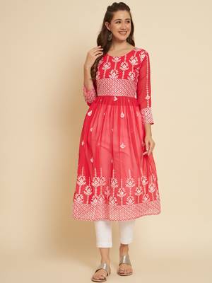 Gajri Colour Festive Wear Fancy Embroidery Kurti 1