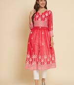 Gajri Colour Festive Wear Fancy Embroidery Work Kurti