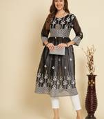 Black Colour Festive Wear Fancy Embroidery Work Kurti