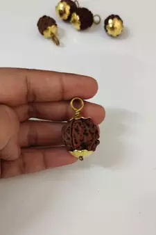 Original 4 Mukhi Nepali Rudraksha Gold Plated Pendant at Wholesale Rate Chakra Healing Four Faced Bead Jewelry 1 Pcs