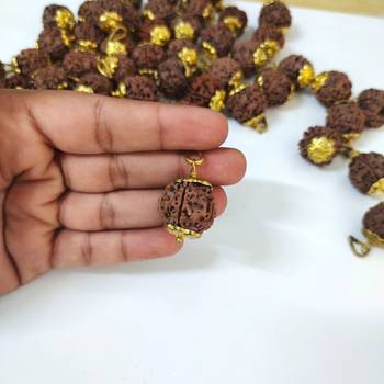 Original 5 Mukhi Nepali Rudraksha Gold Plated Pendant at Wholesale Rate Chakra Healing Five Faced Bead Jewelry 1 Pcs 4