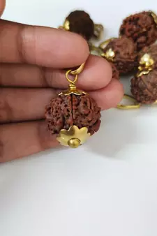 Original 7 Mukhi Nepali Rudraksha Gold Plated Pendant at Wholesale Rate Chakra Healing Seven Face Bead Jewelry 1 Pcs