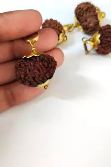 Original 12 Mukhi Nepali Rudraksha Gold Plated Pendant at Wholesale Rate Chakra Healing Twelve Faced Beads 1 Pcs