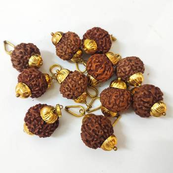 Original 7 Mukhi Indonesia Rudraksha Gold Plated Pendant at Wholesale Rate Chakra Healing Seven Faced Beads 1 Pcs 3