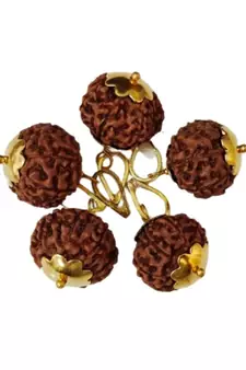 Original 8 Mukhi Indonesia Rudraksha Gold Plated Pendant at Wholesale Rate Chakra Healing Eight Faced Beads 1 Pcs