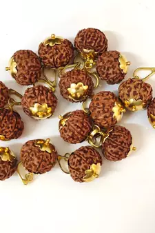 Original 8 Mukhi Indonesia Rudraksha Gold Plated Pendant at Wholesale Rate Chakra Healing Eight Faced Beads 1 Pcs