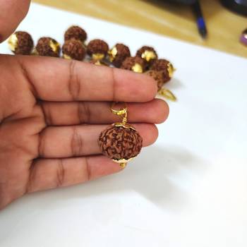 Original 8 Mukhi Indonesia Rudraksha Gold Plated Pendant at Wholesale Rate Chakra Healing Eight Faced Beads 1 Pcs 4