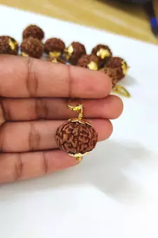 Original 8 Mukhi Indonesia Rudraksha Gold Plated Pendant at Wholesale Rate Chakra Healing Eight Faced Beads 1 Pcs