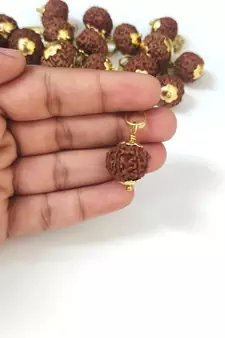 Original 9 Mukhi Indonesia Rudraksha Gold Plated Pendant at Wholesale Rate Chakra Healing Nine Faced Beads 1 Pcs
