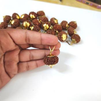 Original 10 Mukhi Indonesia Rudraksha Gold Plated Pendant at Wholesale Rate Chakra Healing Ten Faced Beads 1 Pcs 4