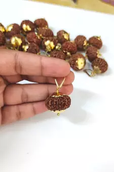 Original 10 Mukhi Indonesia Rudraksha Gold Plated Pendant at Wholesale Rate Chakra Healing Ten Faced Beads 1 Pcs