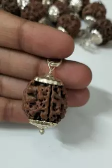 Original 5 Mukhi Nepali Rudraksha Silver Pendant at Wholesale Rate Chakra Healing Jewellery Five Faced Beads 1 Pcs